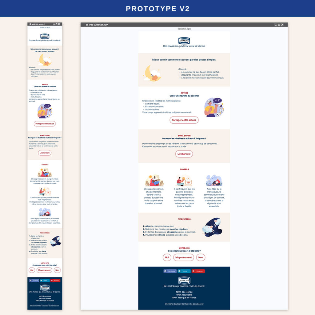 Prototype version 2 sur smartphone et desktop