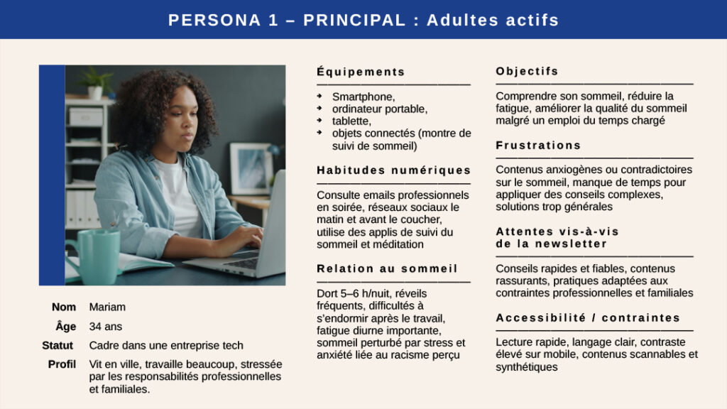 Persona 1 principal adultes actifs