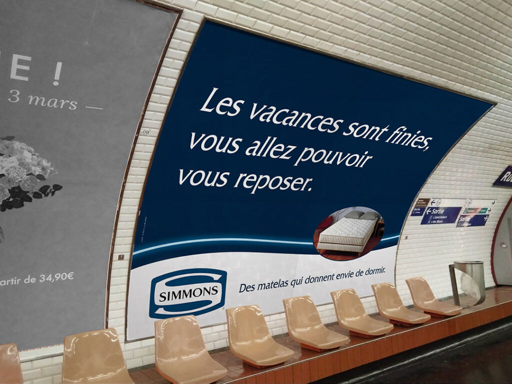 Affiche métro "Les vacances sont finies, vous allez pouvoir vous reposer"