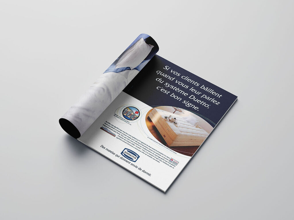 Annonce presse professionnelle "Si vos clients bâillent quand vous leur parlez du système Duetto, c'est bon signe"